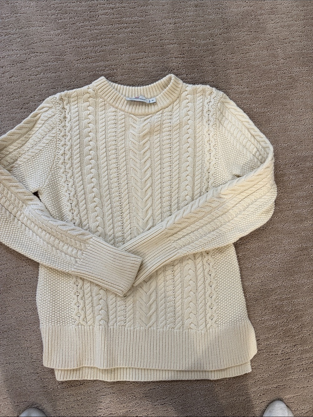 Vineyard Vines Cream Cable-Knit Crewneck Sweater - Women